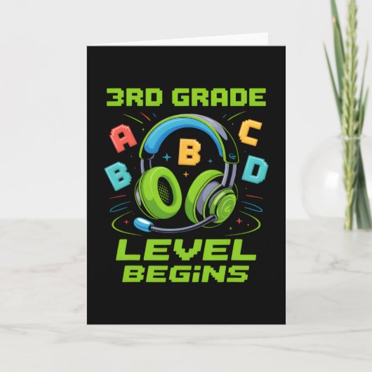 First Day Of 3rd Grade Level Begins Shirt Gamer Bo Kaart (Voorkant)