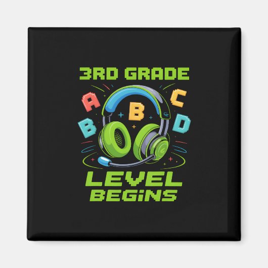 First Day Of 3rd Grade Level Begins Shirt Gamer Bo Magneet (Voorkant)