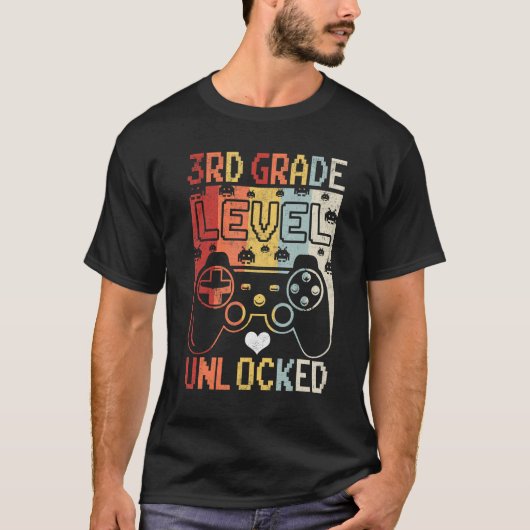 First Day of 3rd Grade Level Unlocked Back To Scho T-shirt (Voorkant)