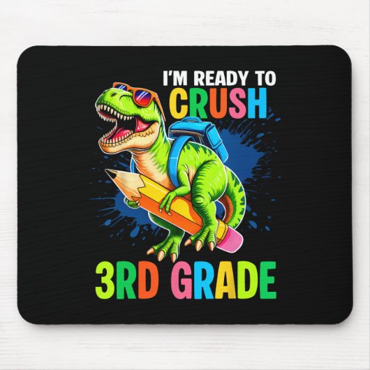 First Day Of 3rd Grade Shirt Boys Dinosaur Ck To S Muismat (Voorkant)
