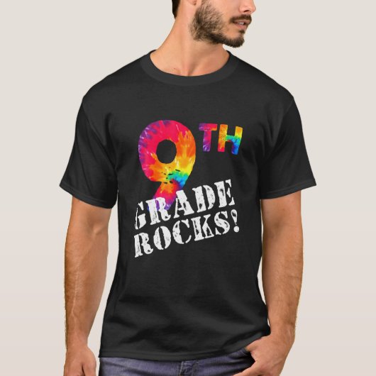 First Day Of 9Th Grade Rocks Tie Dye Student Back T-shirt (Voorkant)
