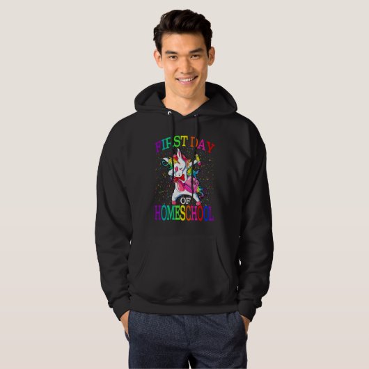 First Day Of Homeschool Unicorn Back To School Hoodie (Voorkant volledig)