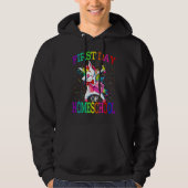 First Day Of Homeschool Unicorn Back To School Hoodie (Voorkant)