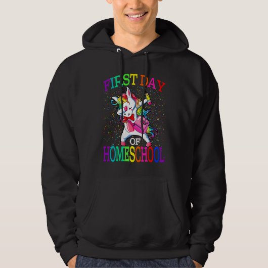 First Day Of Homeschool Unicorn Back To School Hoodie (Voorkant)