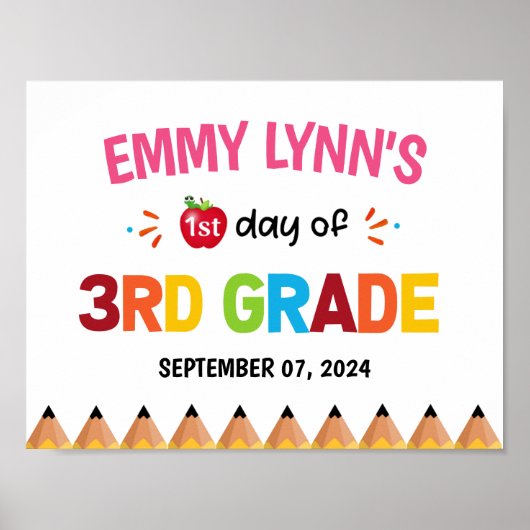 First Day Of School 3rd Grade Poster (Voorkant)
