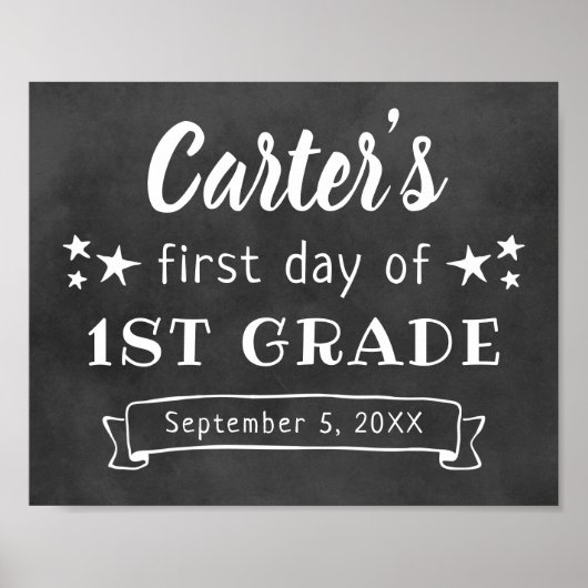 First Day of School Custom Black Chalkboard Sign Poster (Voorkant)