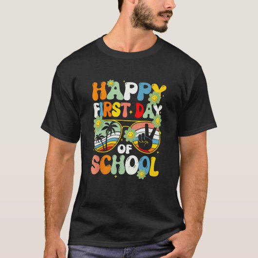 First Day Of School Happy Teacher Kid Welcome Back T-shirt (Voorkant)