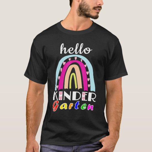 First Day Of School Hello Kindergarten Teacher Rai T-shirt (Voorkant)