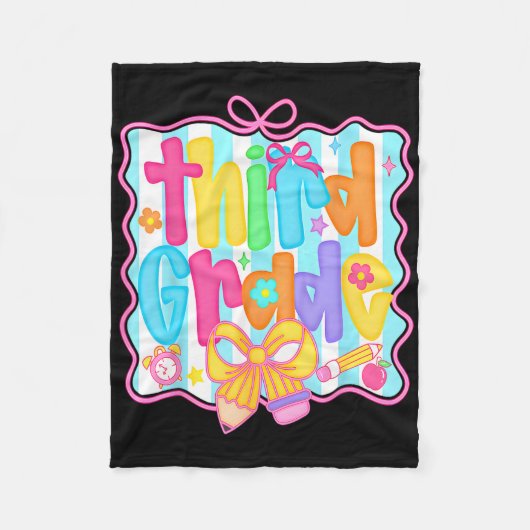 First Day Of Third Grade Floral Bundle For Teacher Fleece Deken (Voorkant)