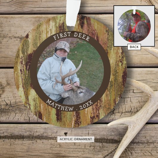 FIRST DEER Hunting Photo Camouflage Personalized Ornament