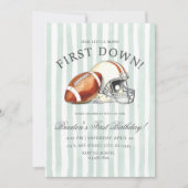 First Down Birthday Evite, Editable Football Invit Kaart (Voorkant)