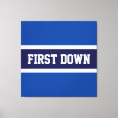 FIRST DOWN Bold Navy Royal Blue White Stripes Canvas Afdruk (Voorkant)