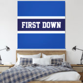 FIRST DOWN Bold Navy Royal Blue White Stripes Canvas Afdruk (Insitu (Slaapkamer))