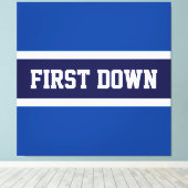FIRST DOWN Bold Navy Royal Blue White Stripes Canvas Afdruk (Insitu (Houten vloer))