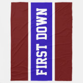 FIRST DOWN Diep Rood Wit Helder Blauw Strepen Fleece Deken (Voorkant)