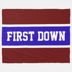 FIRST DOWN Diep Rood Wit Helder Blauw Strepen Fleece Deken