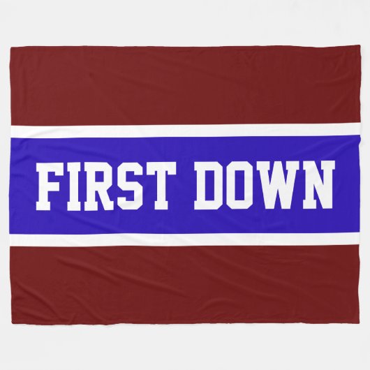 FIRST DOWN Diep Rood Wit Helder Blauw Strepen Fleece Deken (Voorkant (Horizontaal))