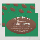 First Down Football Birthday Party Kaart (Voorkant / Achterkant)