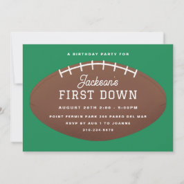 First Down Football Birthday Party Kaart