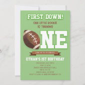First Down Football Green ONE 1e verjaardagsfeestj Kaart (Voorkant)