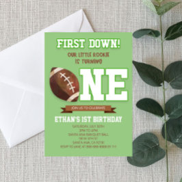 First Down Football Green ONE 1e verjaardagsfeestj Kaart