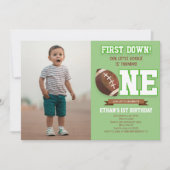 First Down Football Green ONE 1e verjaardagsfeestj Kaart (Voorkant)