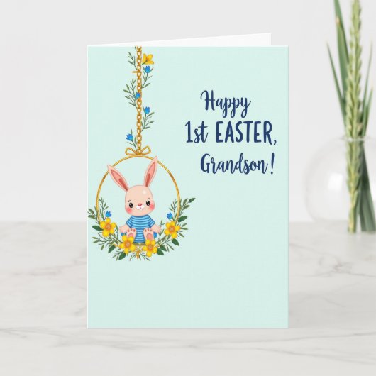 First Easter Grandson Bunny Card Kaart (Voorkant)