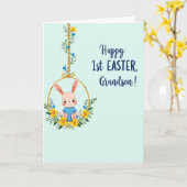 First Easter Grandson Bunny Card Kaart (Gele Bloem)
