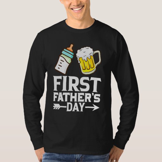 First Father s Day  Beer Baby Bottle Dad Daddy Men T-shirt (Voorkant)