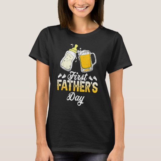 First Father s Day Beer Baby Bottle Daddy 2023 Da T-shirt (Voorkant)