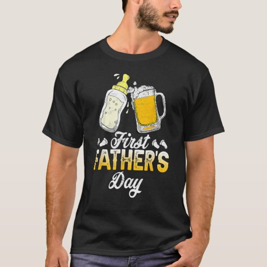 First Father s Day  Beer Baby Bottle Daddy 2023 Da T-shirt (Voorkant)