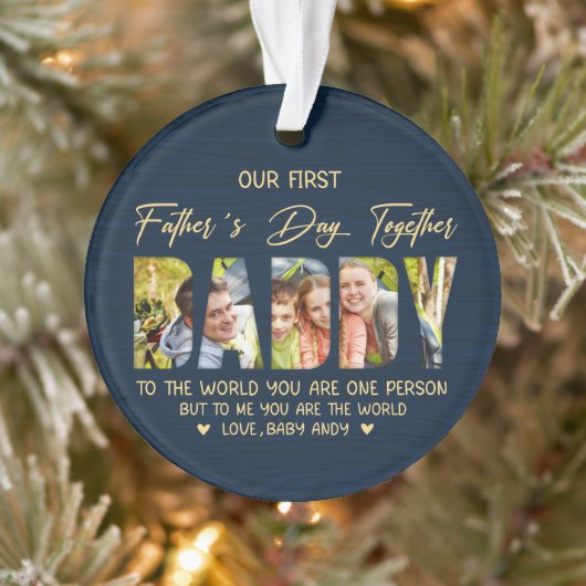 First Father’s Day with Daddy – Custom Photo Gift Ornament (Boom)