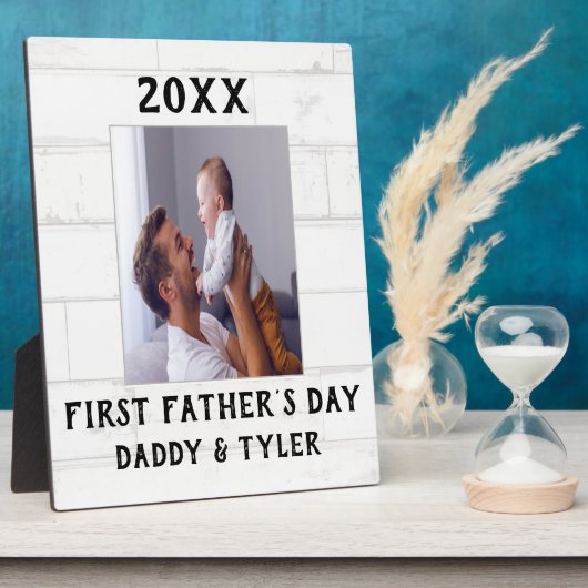 First Father's Day Custom Photo Plaque Fotoplaat (Zijkant)