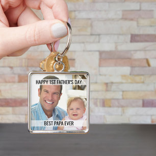 First Fathers Day Foto Best Papa Ever Keychain