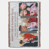 First Fathers Day Grey 3 foto's en aangepast beric Deken (Voorkant Verticaal)