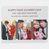 First Fathers Day Grey 3 foto's en aangepast beric Fleece Deken (Voorkant (Horizontaal))