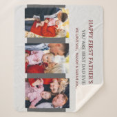 First Fathers Day Grey 3 foto's en aangepast beric Sherpa Deken (Voorkant)