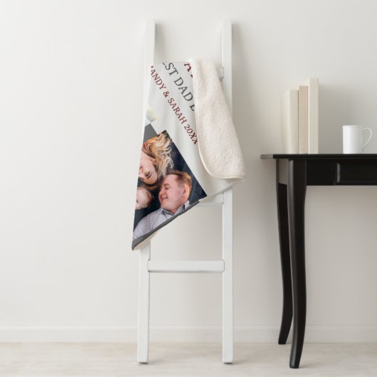 First Fathers Day Grey 3 foto's en aangepast beric Sherpa Deken (In situ)