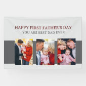 First Fathers Day Grey 3 foto's en aangepast beric Spandoek (Horizontaal)
