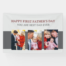 First Fathers Day Grey 3 foto's en aangepast beric Spandoek