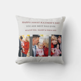 First Fathers Day Grey 4 foto's en aangepast beric Kussen