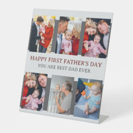 First Fathers Day Grey 6 foto's en aangepast beric Reclamebord Met Voetstuk