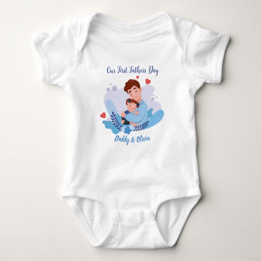 First fathers Day nieuwe vader en baby matching Romper (Voorkant)