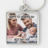 First Fathers Day Photo Best Dad Ever Keychain (Voorkant)