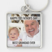 First Fathers Day Photo Best Grandad Ever Sleutelhanger (Voorkant)