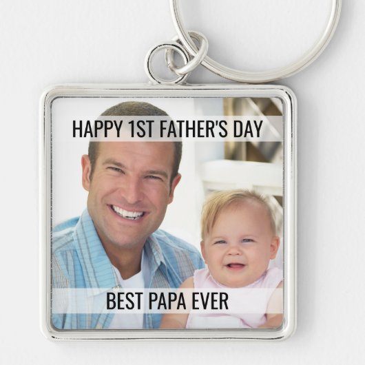 First Fathers Day Photo Best Papa Ever Keychain (Voorkant)