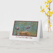 First Father's Day, Sandhill Crane Family Kaart (Gele Bloem)