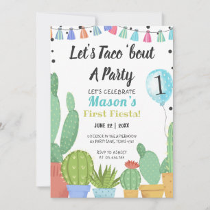 First Fiesta Boy Taco Bout a Party Cactus Birthday Kaart