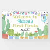 First Fiesta Boy Taco Bout a Party Cactus Birthday Spandoek (Horizontaal)