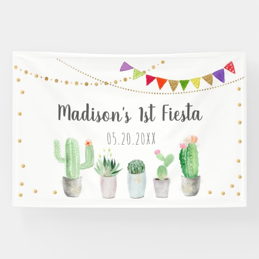 First Fiesta Cactus Birthday Spandoek (Horizontaal)
